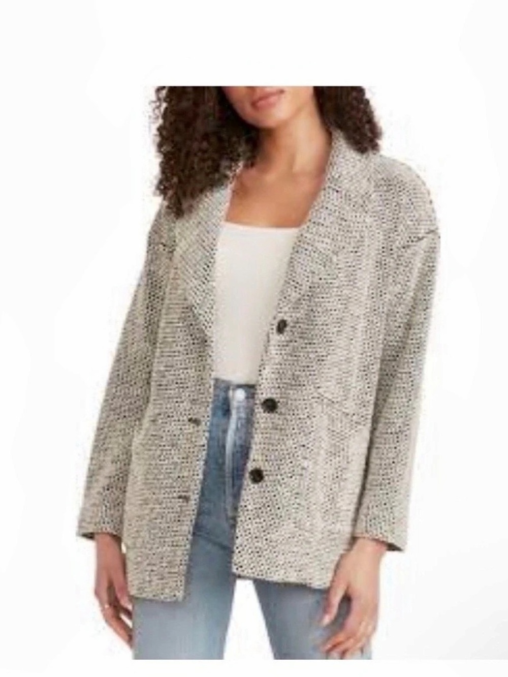 Marine Layer Birdseye Knit Blazer in Black & White Size Small